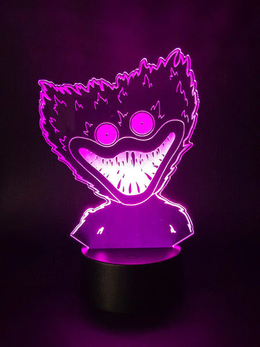 Poppy Playtime Huggy Wuggy Lampara Led Ilusión 3d Decoración Negra