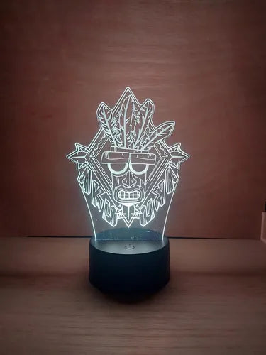 Crash Bandicoot Aku Aku Lámpara Led Fanart Game Decoracion