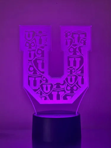 Lámpara Led 3d Equipo Fútbol U De Chile Logo Decoración Forma U