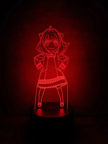 Anya Forger Spy X Family Lampara Led 3d Decoración Anime Negro