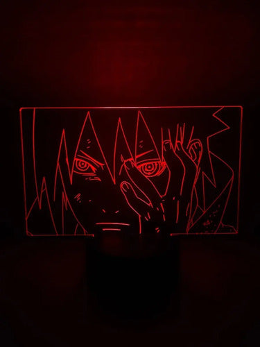 Sasuke Lampara Led Ilusión 3d Naruto Decoración Anime Manga Base Negra