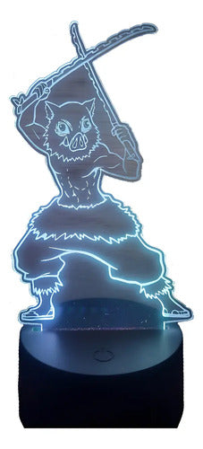 Inosuke Hashibira Lámpara Led Ilusión 3d Demon Slayer Kny Negro