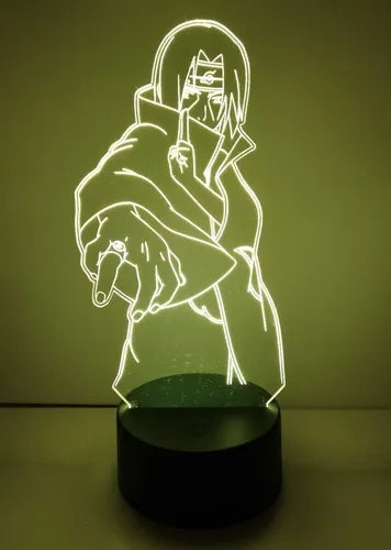 Itachi Uchiha Lampara Led Ilusión 3d Naruto Decoración Anime Base Negra