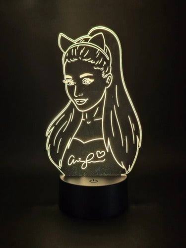 Ariana Grande Lampara Led Cantante Decoración Fanart Negra Transparente