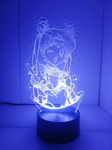 Sailor Moon Serena Lampara Led Ilusión 3d Figura Decoración