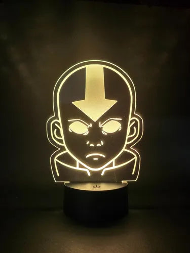 Avatar Aang Lámpara Led Ilusión 3d Decoración Luz De Noche Negro