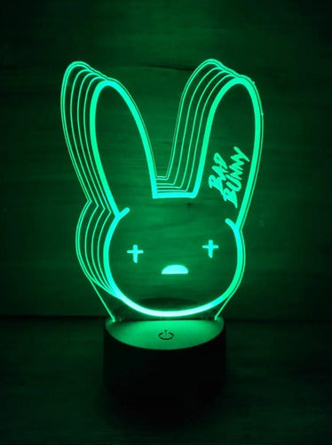 Bad Bunny Emblema Lampara Led 3d Decoración Luz Iluminacion