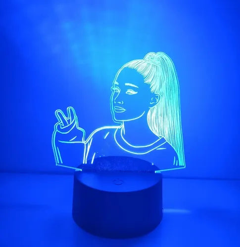Ariana Grande Lampara Led Ilusión 3d Cantante Decoración Negra