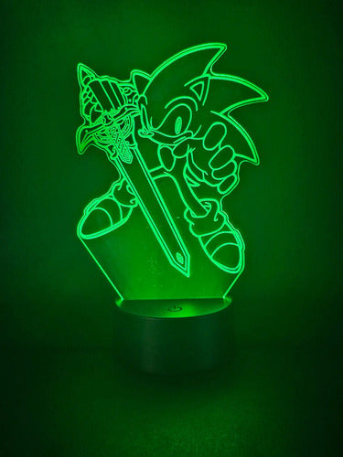Sonic Espada Lámpara Led Fanart Decorativo Infantil Negro