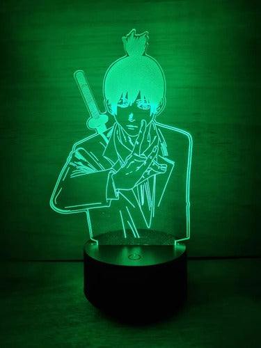 Aki Chainsaw Man Motosierra Lampara Led Ilusion 3d Anime Negro