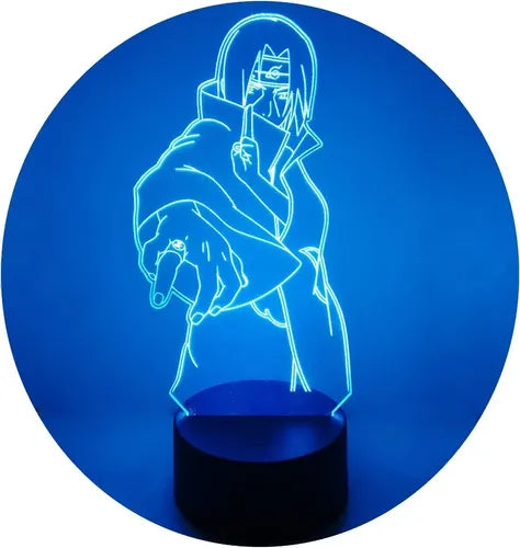 Itachi Uchiha Lampara Led Ilusión 3d Naruto Decoración Anime Base Negra