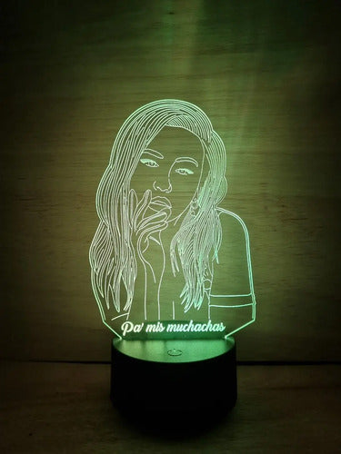 Christina Aguilera Lámpara Led Ilusión 3d Fanart Negro