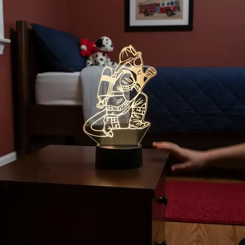 Bombero Lampara Led Ilusion 3d Fanart Decoracion Regalo