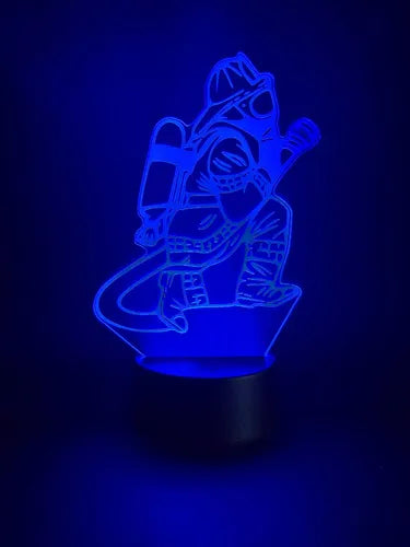Bombero Lampara Led Ilusion 3d Fanart Decoracion Regalo