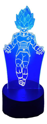 Vegeta Super Dragon Ball Super Lámpara Led Fanart Decorativo Negro