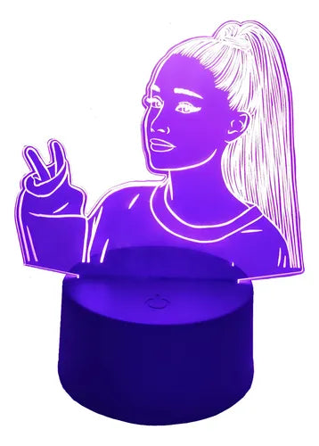 Ariana Grande Lampara Led Ilusión 3d Cantante Decoración Negra