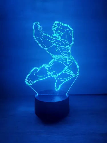 Hulk Lámpara Led Ilusión 3d Fanart Comic Marvel Negro