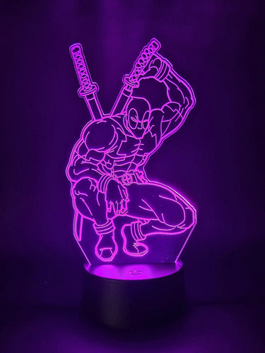 Deadpool Lampara Led Ilusion 3d Marvel Comic Avengers Fanart Negra