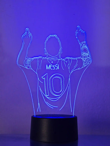 Lionel Messi Lámpara Led Ilusión 3d Futbol Argentina Fanart