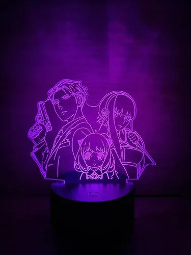 Spy X Family Lampara Led 3d Anime Loid Anya Yor Forger Negro