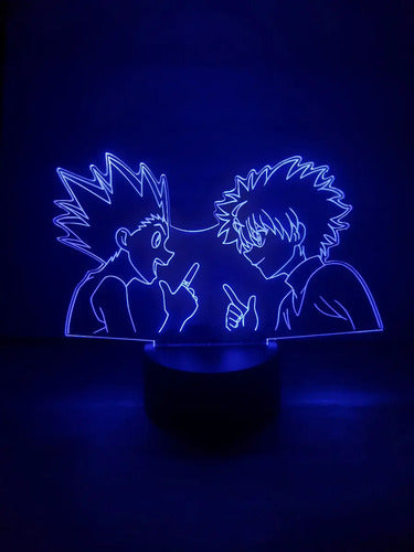 Killua Y Gon Lampara Led 3d Hunter × Hunter Luz Fanart Anime Negro Multicolor