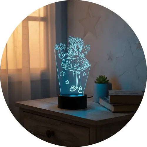 Sakura Card Captor Kero Lampara Led 3d Luz Decoración Stars