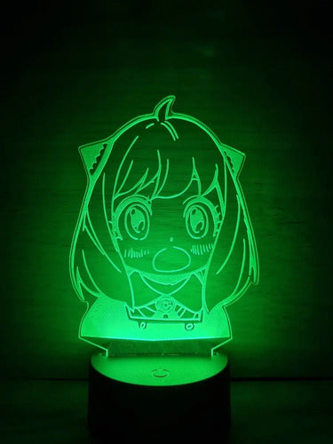Anya Forger Spy X Family Lampara Led 3d Anime Decoración Negro