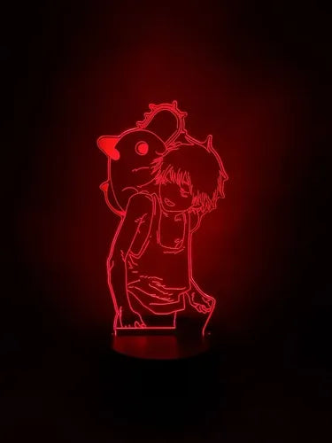 Chainsaw Man Motosierra Denji Pochita Lampara Led Ilusion 3d Negro
