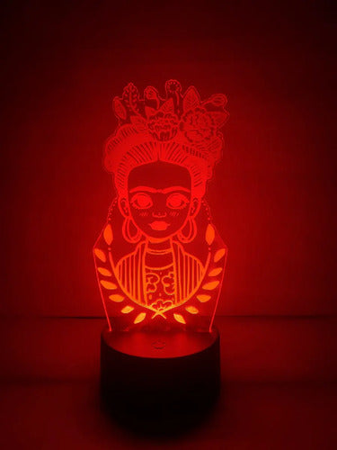 Frida Kahlo Lámpara Led Ilusión 3d Fanart Chibi Negro