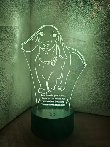 Perro Salchicha Gordo Bachicha Lampara Led Decoración