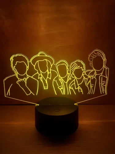 One Direction Lámpara Led Luz Ilusión 3d Decoración Pop  Negro