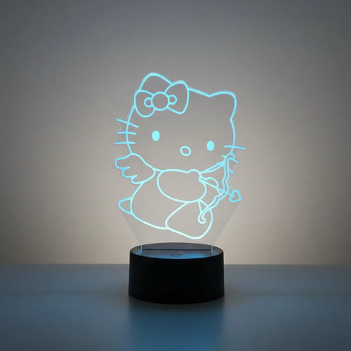 Lámpara De Mesa Hello Kitty Cupido Sanrio Negro Transparente