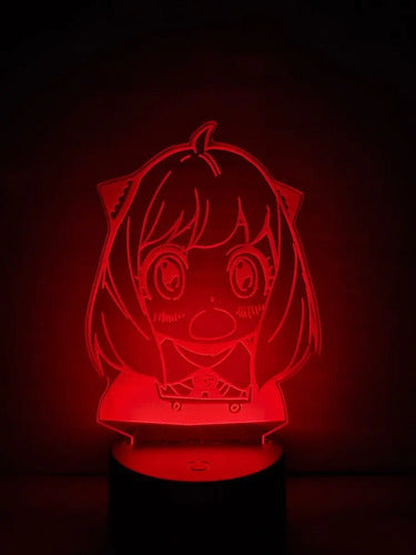 Anya Forger Spy X Family Lampara Led 3d Anime Decoración Negro