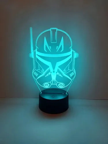 Lampara Led 3d Stormtrooper Star Wars Negro Base Multicolor (led Cambia Color, Mostrado Verde)