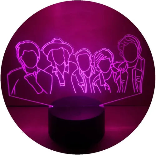 One Direction Lámpara Led Luz Ilusión 3d Decoración Pop  Negro