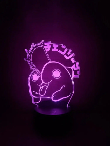 Pochita Chainsaw Man Motosierra Lampara Led Ilusion 3d Anime Negro