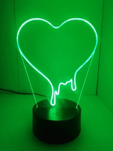 Corazon Derretido Lampara Led Día De Los Enamorados Negro