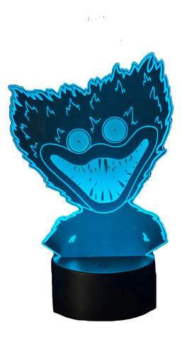 Poppy Playtime Huggy Wuggy Lampara Led Ilusión 3d Decoración Negra