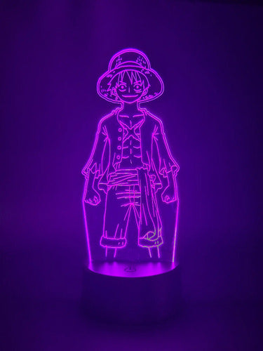 Luffy Lámpara Led Ilusión 3d One Piece Monkey D Luffy Fanart Negro
