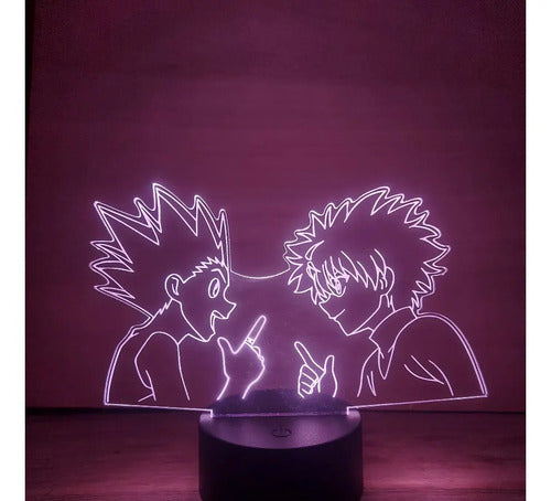 Killua Y Gon Lampara Led 3d Hunter × Hunter Luz Fanart Anime Negro Multicolor