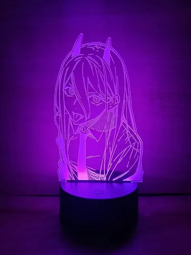 Chainsaw Man Power Motosierra Lampara Led Ilusion 3d Anime Negro