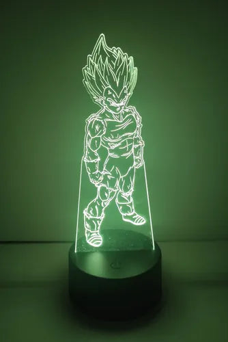Lámpara Led Vegeta Saiyajin Dragon Ball Z Fan Art Decorativa Negro Azul