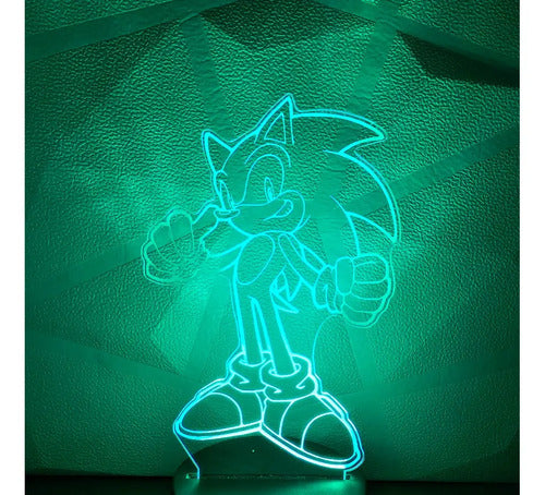 Sonic Genial Lámpara Led Fanart Decorativo Infantil Negro