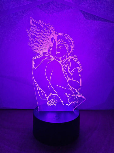 Lámpara Led Vegeta Y Bulma Dragonballz Fan Art Decorativa