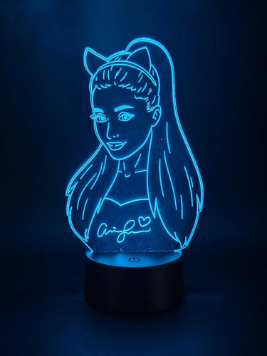 Ariana Grande Lampara Led Cantante Decoración Fanart Negra Transparente