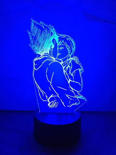 Lámpara Led Vegeta Y Bulma Dragonballz Fan Art Decorativa