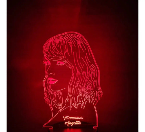 Lampara Led Taylor Swift Art Line Cantante Decoración Pop Negro