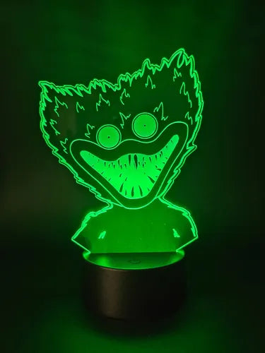 Poppy Playtime Huggy Wuggy Lampara Led Ilusión 3d Decoración Negra