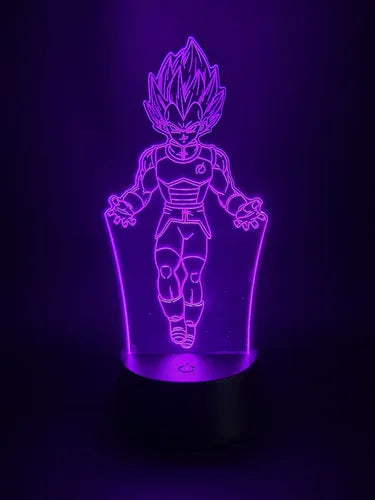 Vegeta Super Dragon Ball Super Lámpara Led Fanart Decorativo Negro