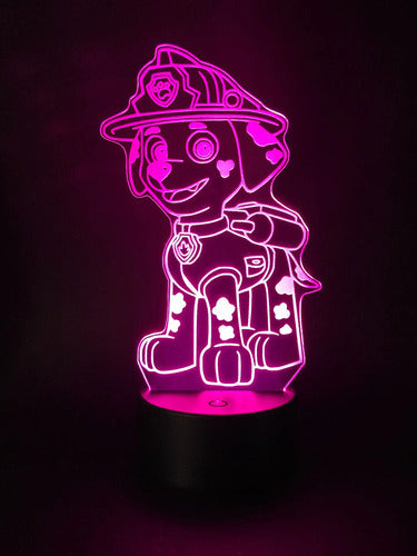 Lámpara Marshal Paw Patrol Led Ilusión Decoración Fan Art
